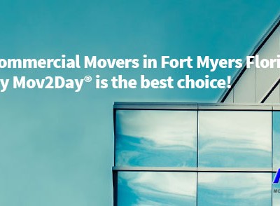 Commercial Building with the text: Looking for Commercial Movers in Fort Myers, Florida? | Mov2Day Fort Myers Movers